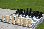 Pièces d'Echecs + Pions de Dames Jardin et extérieur / de petite taille (roi 20 cm) -  pièces d'échecs et pions de dames en plastique + échiquier en vinyle