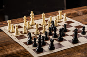 Échiquier roulable vinyle marron - échiquier de tournoi de taille 6
