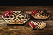 Jeu d'échecs en bois YALTA 3 Joueurs de petite taille (32 x 28 cm)