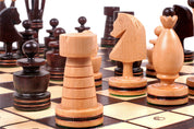 Jeu d'Echecs ROYAL avec incrustations en laiton, en bois bois de charme et de cerisier sauvage, de grande taille (50 x 50cm) - Ensemble Complet