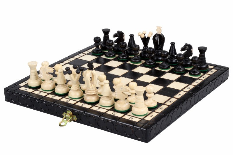 Jeu d'Echecs ROYAL Black en bois de charme, de petite taille (29 x 29cm) - Ensemble Complet - Jeu d'Echecs ROYAL Black en bois de charme, de petite taille (29 x 29cm) - Ensemble Complet