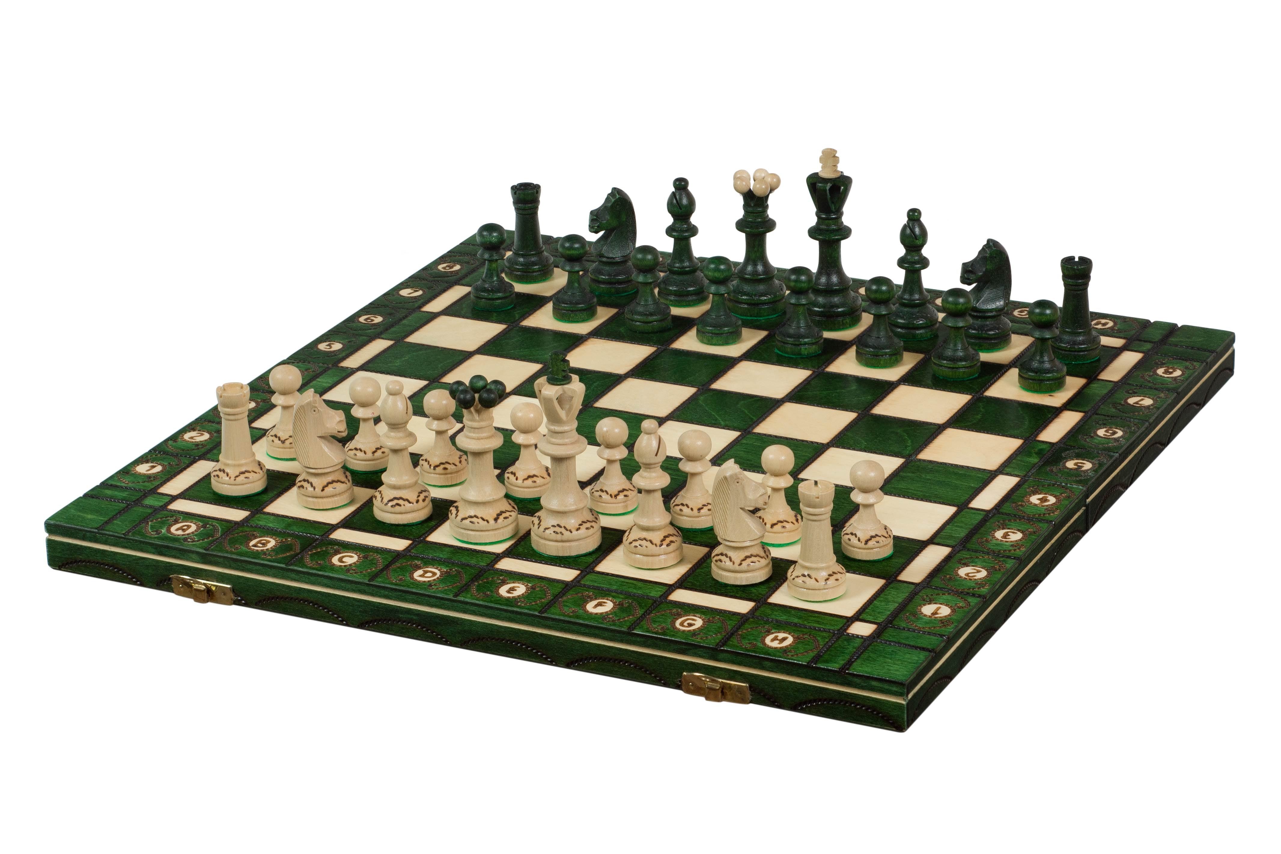Jeu d'échecs SENATEUR Vert en bois de charme, de taille moyenne (41 x 41cm) - Ensemble Complet d'une nouvelle gamme - Jeu d'échecs SENATEUR Vert en bois de charme, de taille moyenne (41 x 41cm) - Ensemble Complet d'une nouvelle gamme