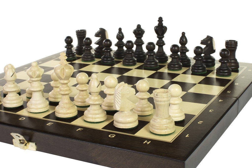 Jeu d'échecs d'entraînement pliant en bois , de petite taille (35 x 35cm) - Ensemble Complet - Jeu d'échecs d'entraînement pliant en bois , de petite taille (35 x 35cm) - Ensemble Complet