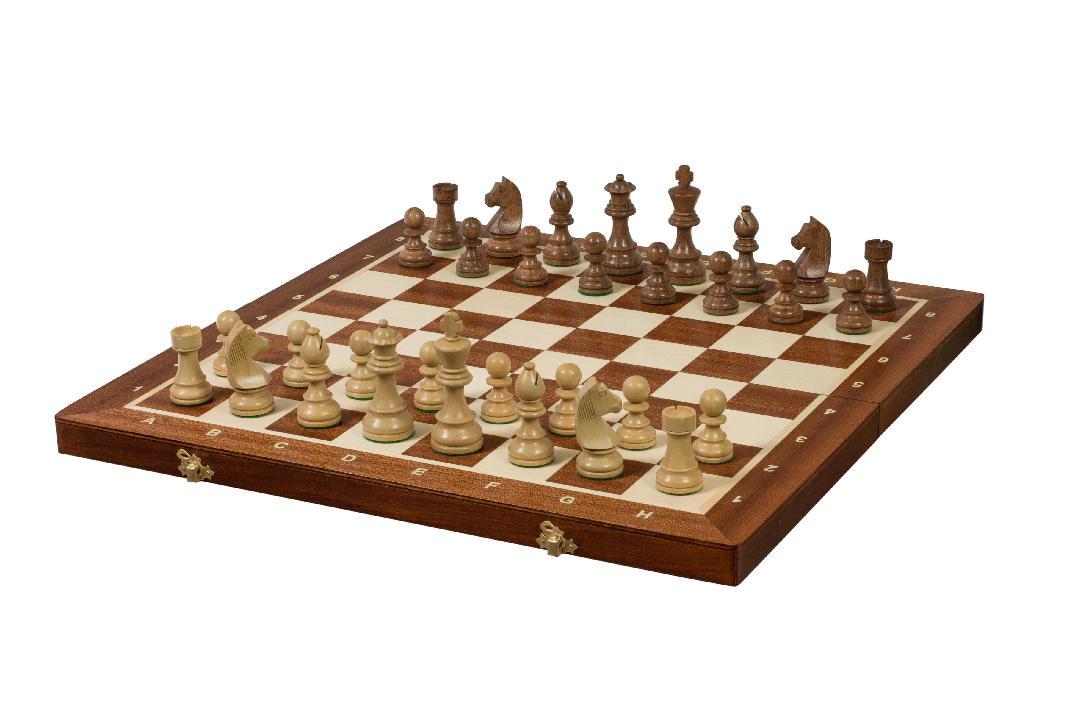 Jeu d'échecs de tournoi avec les pièces German Knight Acacia de taille 6 (54x54cm) - L'ensemble complet - Jeu d'échecs de tournoi avec les pièces German Knight Acacia de taille 6 (54x54cm) - L'ensemble complet