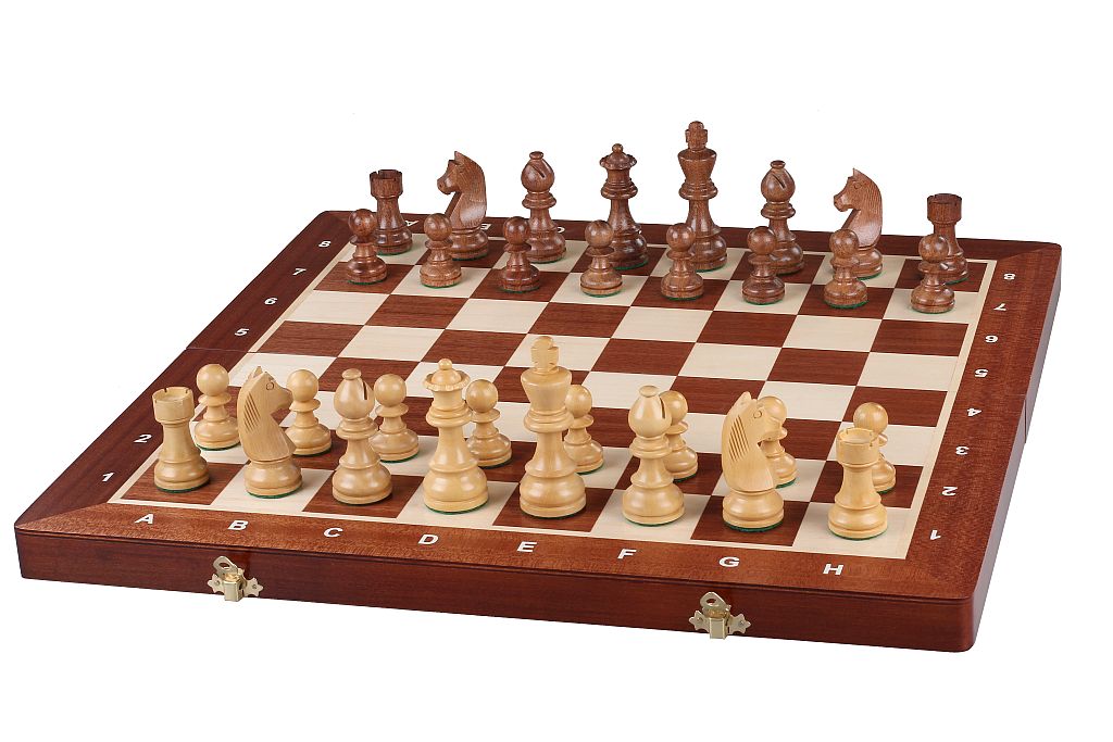 Jeu d'échecs de tournoi avec les pièces German Knight en bois d'acacia et de buis de taille 4 (40x40cm) - L'ensemble complet - Jeu d'échecs de tournoi avec les pièces German Knight en bois d'acacia et de buis de taille 4 (40x40cm) - L'ensemble complet
