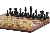 Échiquier avec coordonnées en marqueterie de bois de padouk et sycomore  + Pièces d'échecs French Ebonized - Ensemble de taille 6