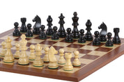 Échiquier en marqueterie de bois d'acajou et sycomore  + Pièces d'échecs Timeless Ebonized - Ensemble de taille 6